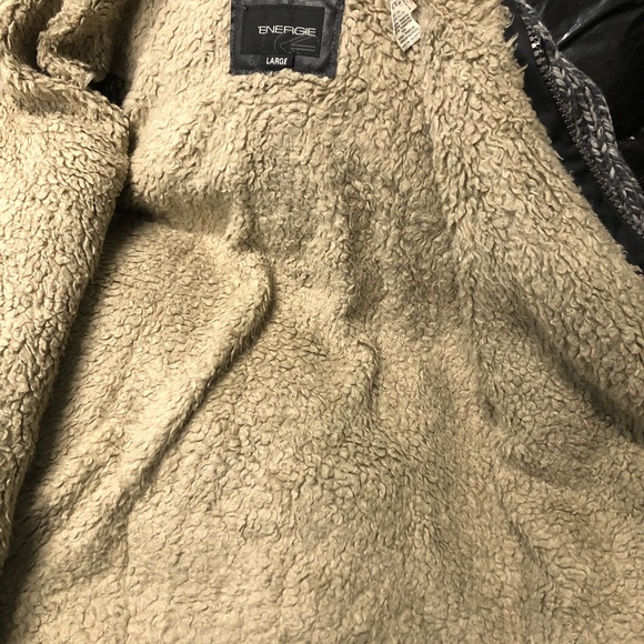 Energie mens made in Italy Sherpa hoodie zip up knit jacket - Picture 4 of 8